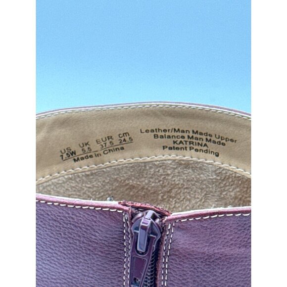 Naturalizer Womens Ankle Boots Size 7.5 Red Leather With Zipper & Buckle Detail - Picture 7 of 7